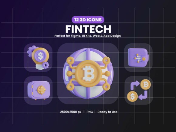 3D Fintech Icon Pack: Modern Chubby Finance & Tech Icons