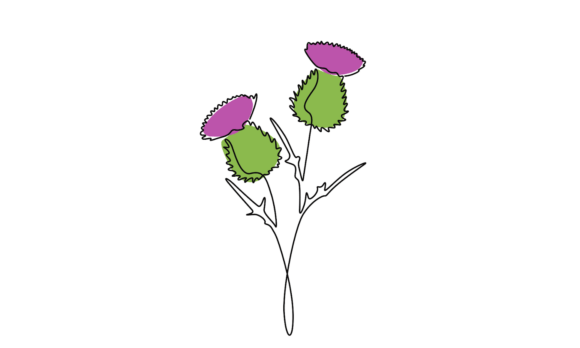 Animated Blooming Thistle Flowers Linear: A Font with Natural Motion