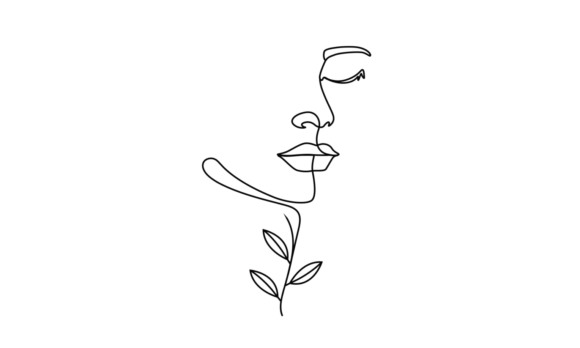 Animated Woman Faces with Leaves: A Single-Line Journey into Feminine Nature