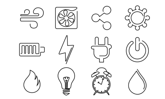 Electricity Icon Set Line Animation: Dynamic Power in Motion
