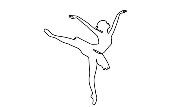 Elegance in Motion: Animated One Line at of Ballet Dancer