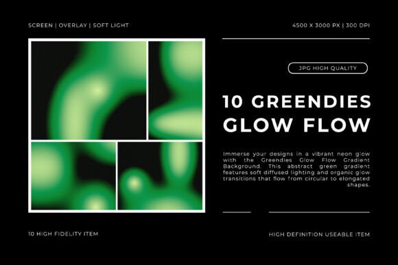 Greendies Glow Flow: Futuristic Neon Backgrounds