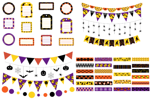 Halloween Garland Washi Tape and Labels: A Spooky Design Toolkit