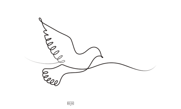 The Animated Line Drawing of a Dove Bird