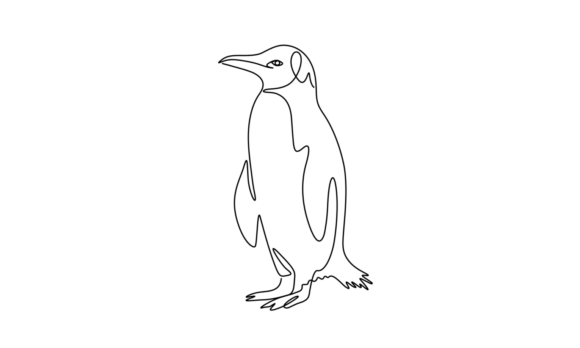The Animated One Line Art of Penguin: Fluid Motion in a Single Stroke